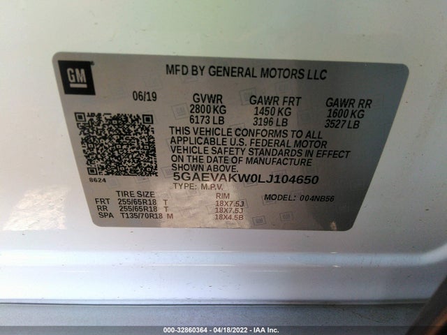 2020 Buick Enclave, VIN: 5GAEVAKW0LJ104650