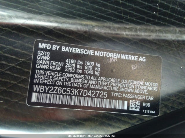 2019 BMW i8, VIN: WBY2Z6C53K7D42725