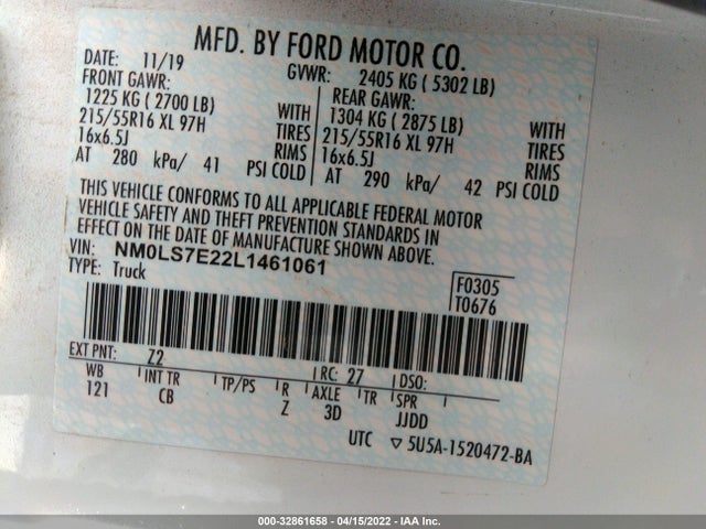 2020 Ford Transit Connect, VIN: NM0LS7E22L1461061