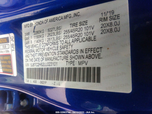2020 Acura RDX, VIN: 5J8TC2H62LL023101