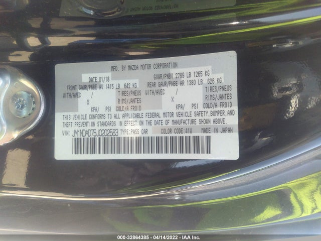 2018 Mazda MX-5 Miata, VIN: JM1NDAD75J0202583