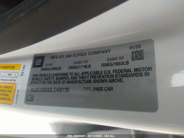 2020 Chevrolet Spark, VIN: KL8CD6SA3LC456130