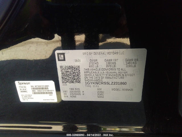 2020 Cadillac XT5, VIN: 1GYKNCRS5LZ231860