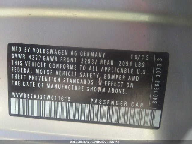 2014 Volkswagen Golf, VIN: WVWDB7AJ2EW011615