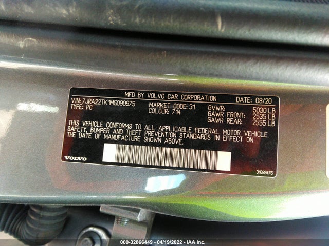 2021 Volvo S60, VIN: 7JRA22TK1MG090975