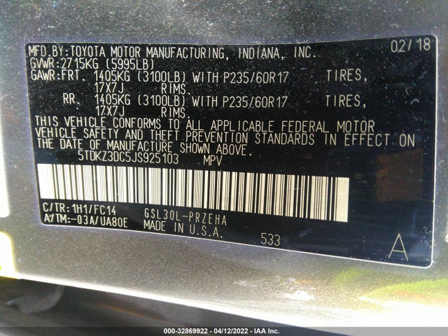 Toyota SIENNA LE 2018 5TDKZ3DC5JS925103 Image 9