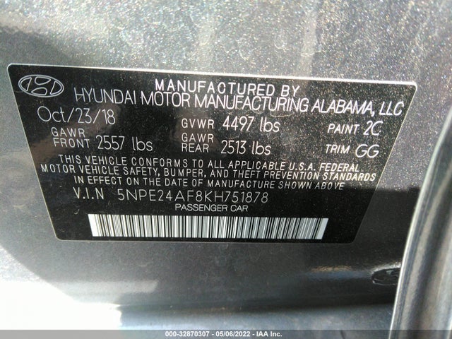 Hyundai SONATA SE 2019 5NPE24AF8KH751878 Image 10