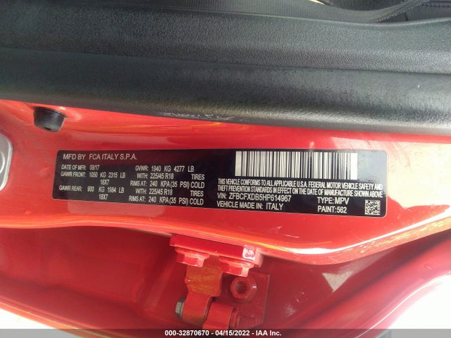 2017 Fiat 500X, VIN: ZFBCFXDB5HP614967