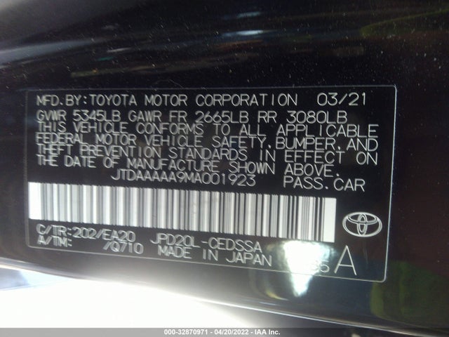 2021 Toyota Mirai, VIN: JTDAAAAA9MA001923