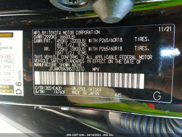 2022 Lexus GX, VIN: JTJAM7BX3N5313210