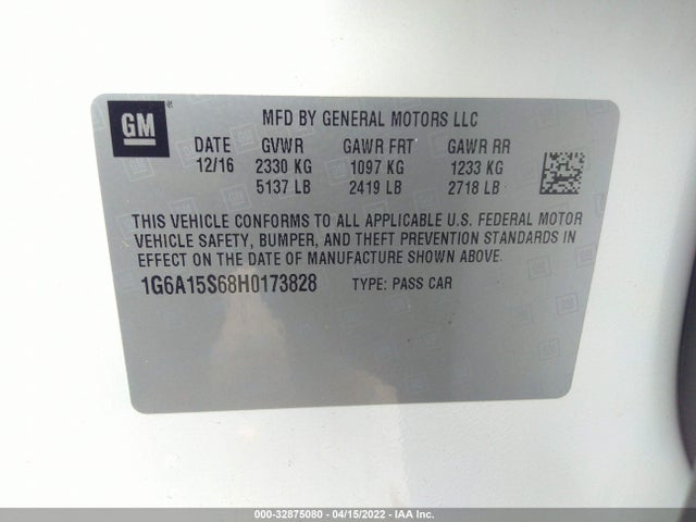 2017 Cadillac CTS, VIN: 1G6A15S68H0173828