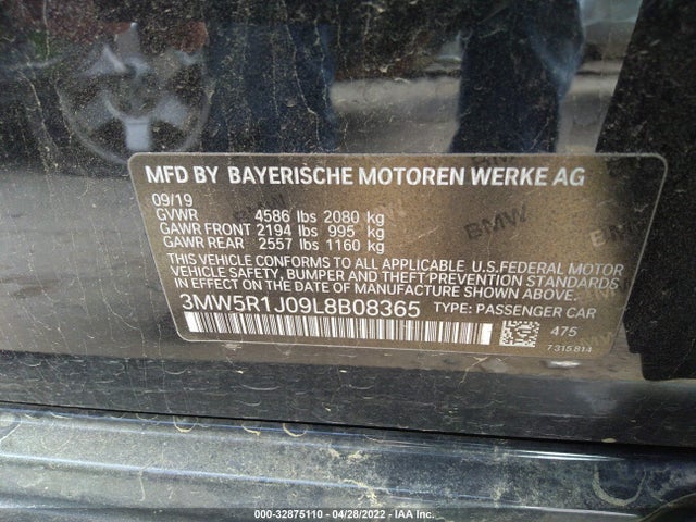 BMW 3 Series 330i 2020 3MW5R1J09L8B08365 Image 9