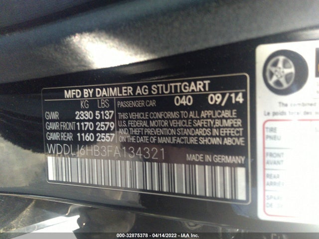 2015 Mercedes-Benz CLS-Class, VIN: WDDLJ6HB3FA134321