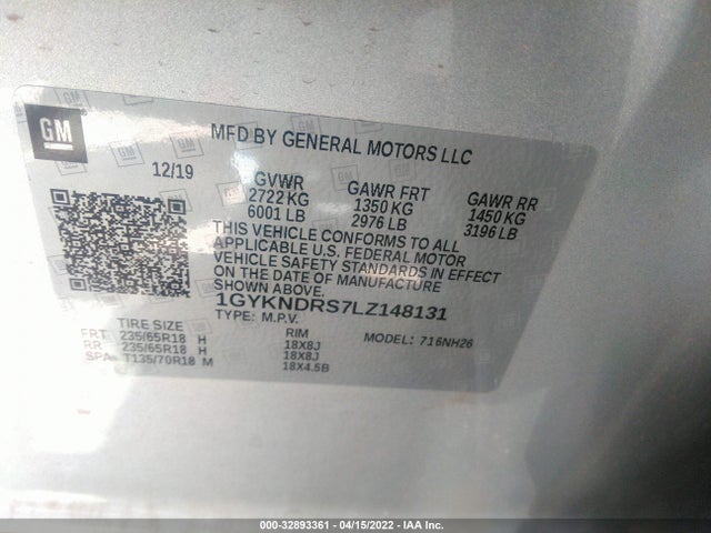 2020 Cadillac XT5, VIN: 1GYKNDRS7LZ148131