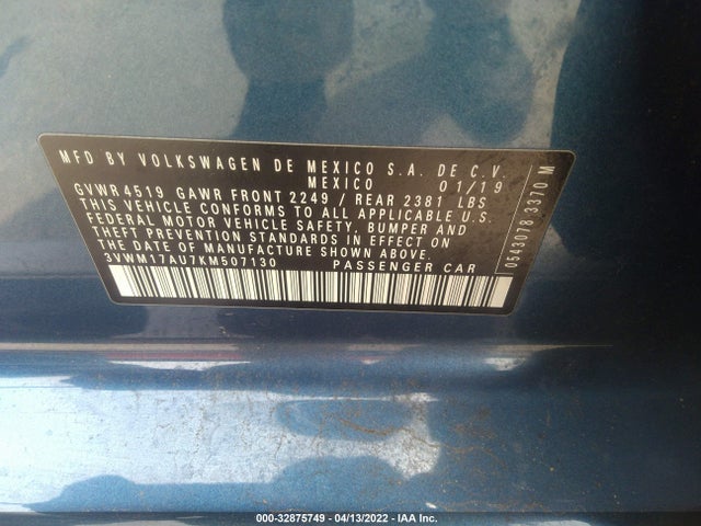 2019 Volkswagen Golf, VIN: 3VWM17AU7KM507130