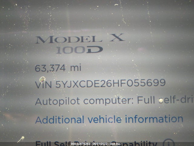2017 Tesla Model X, VIN: 5YJXCDE26HF055699