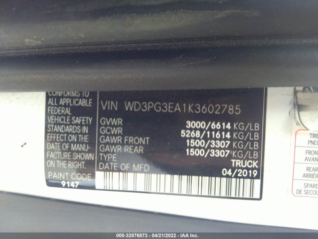 2019 Mercedes-Benz Metris, VIN: WD3PG3EA1K3602785