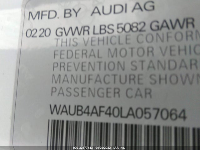 2020 Audi S4, VIN: WAUB4AF40LA057064