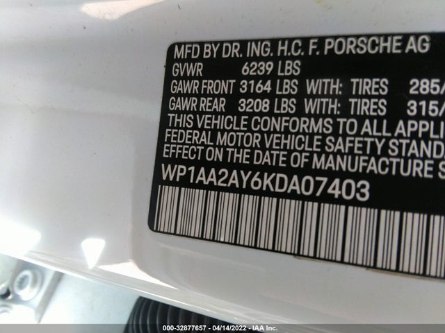 2019 Porsche Cayenne, VIN: WP1AA2AY6KDA07403