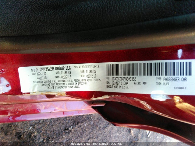 Chrysler 200 S 2015 1C3CCCDG6FN606352 Image 9