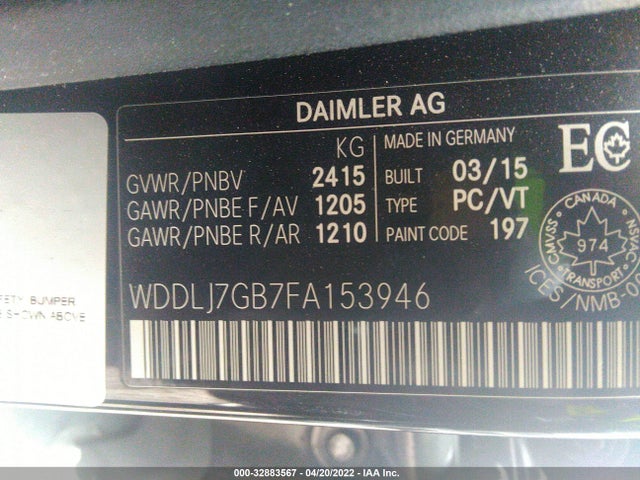 2015 Mercedes-Benz CLS-Class, VIN: WDDLJ7GB7FA153946