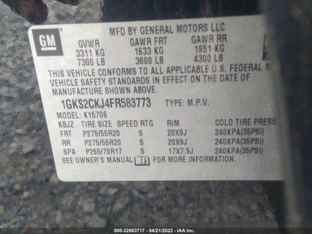1GKS2CKJ4FR583773 GMC YUKON DENALI