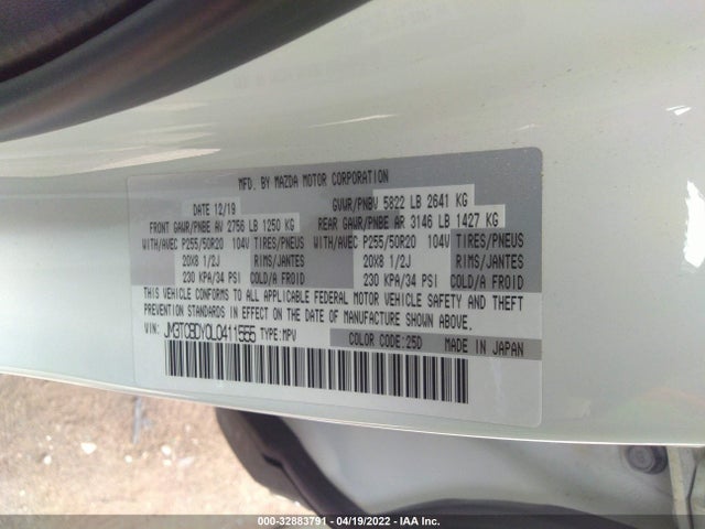 2020 Mazda CX-9, VIN: JM3TCBDY0L0411555