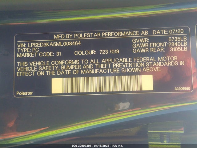 2021 Polestar 2, VIN: LPSED3KA5ML008464