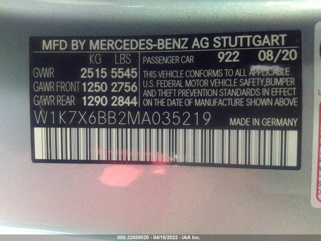 2021 Mercedes-Benz AMG GT, VIN: W1K7X6BB2MA035219