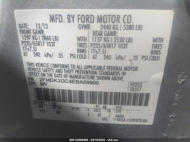 Ford EDGE SE 2014 2FMDK3GC4EBA09900 Image 9