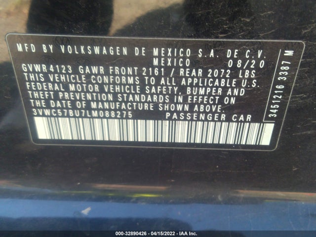 2020 Volkswagen Jetta, VIN: 3VWC57BU7LM088275