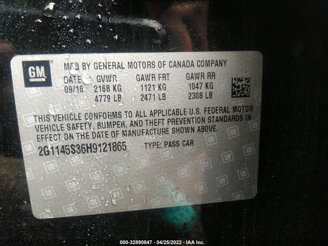 Chevrolet IMPALA 2LZ 2017 2G1145S36H9121865 Image 9
