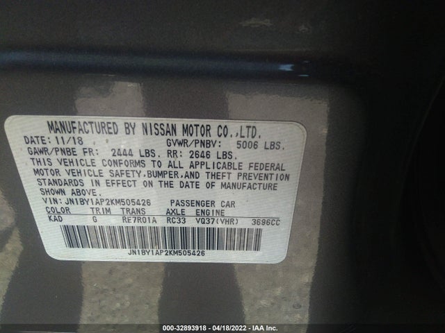 2019 Infiniti Q70, VIN: JN1BY1AP2KM505426