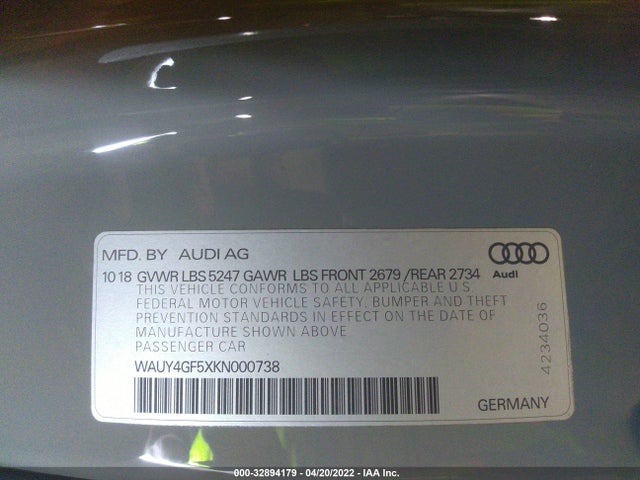2019 Audi S5, VIN: WAUY4GF5XKN000738