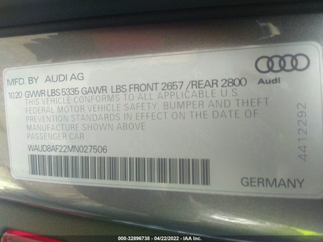 2021 Audi A6, VIN: WAUD8AF22MN027506