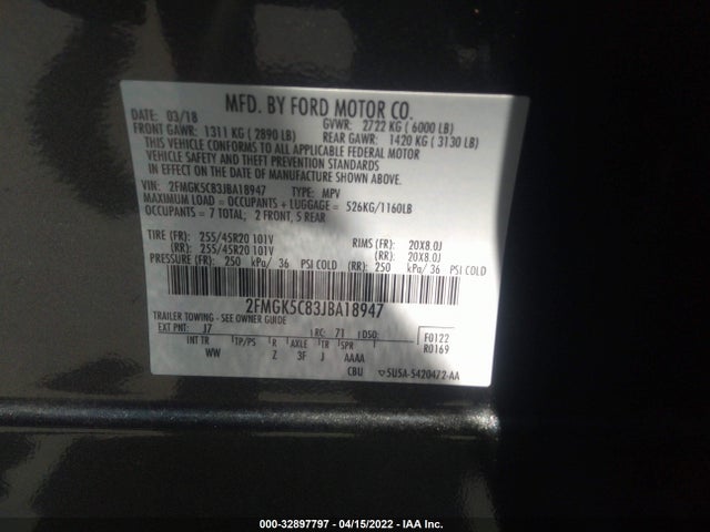 2018 Ford Flex, VIN: 2FMGK5C83JBA18947