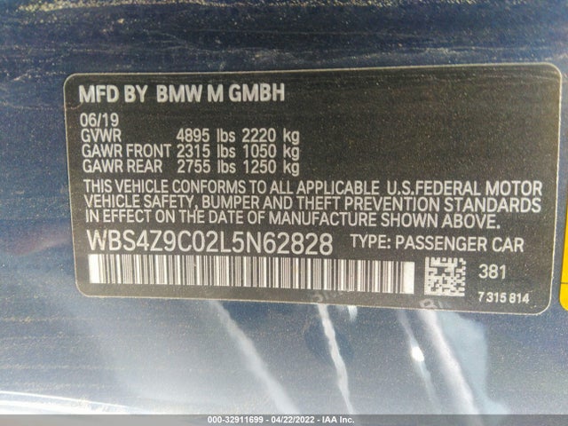 2020 BMW M4, VIN: WBS4Z9C02L5N62828