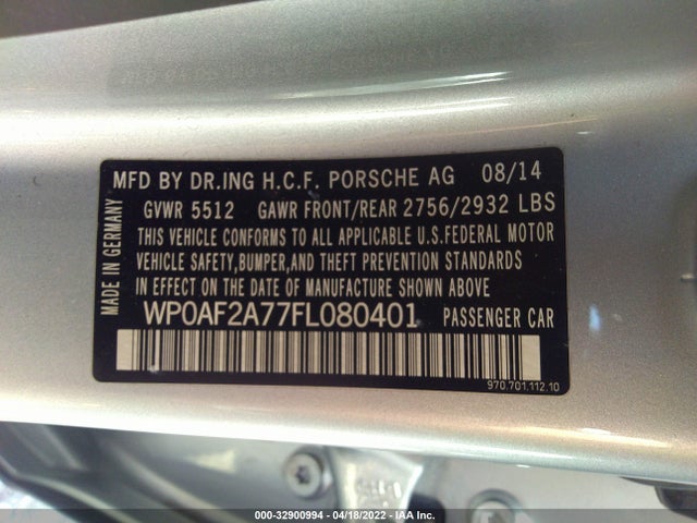 2015 Porsche Panamera, VIN: WP0AF2A77FL080401