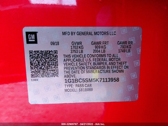 Chevrolet CRUZE LS 2019 1G1BC5SM5K7113958 Image 11