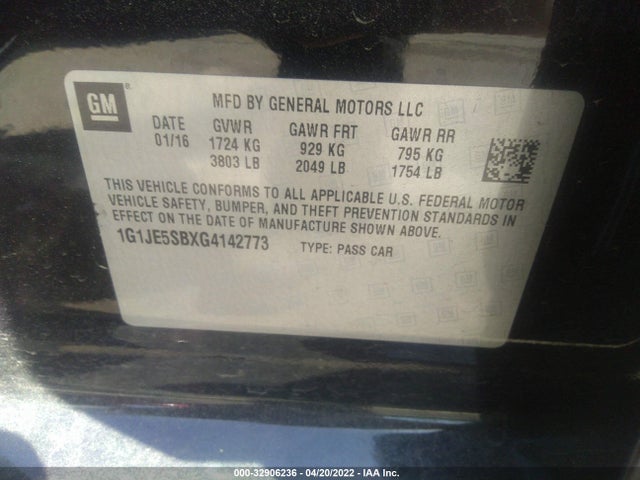 2016 Chevrolet Sonic, VIN: 1G1JE5SBXG4142773