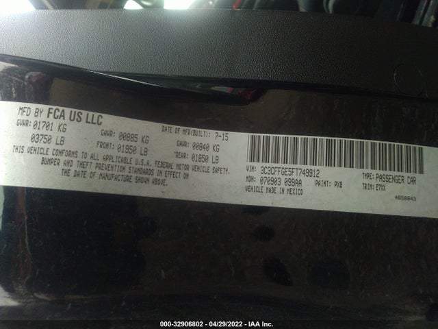 2015 Fiat 500e, VIN: 3C3CFFGE5FT749912