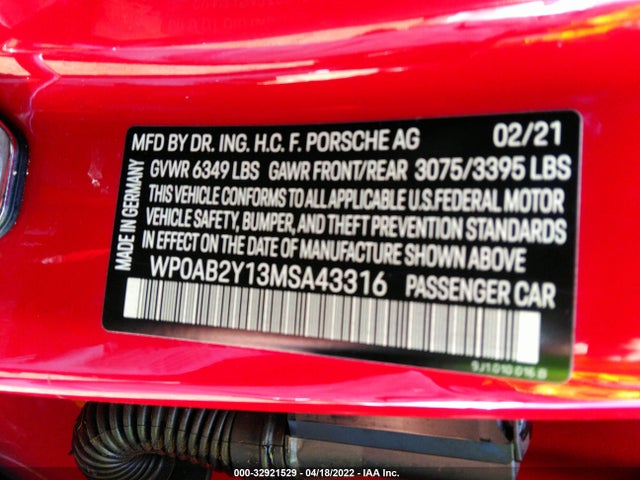 2021 Porsche Taycan, VIN: WP0AB2Y13MSA43316