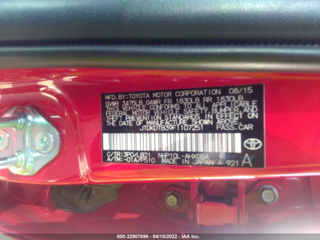 2015 Toyota Prius, VIN: JTDKDTB39F1107251