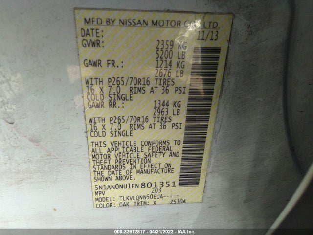 2014 Nissan Xterra, VIN: 5N1AN0NU1EN801351