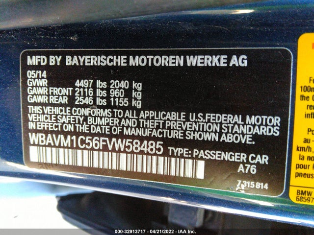 2015 BMW X1, VIN: WBAVM1C56FVW58485