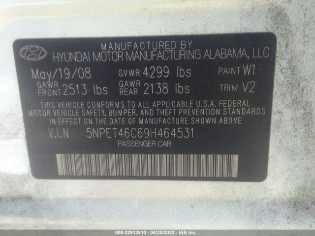 2009 HYUNDAI SONATA 5NPET46C69H464531 Photo 8