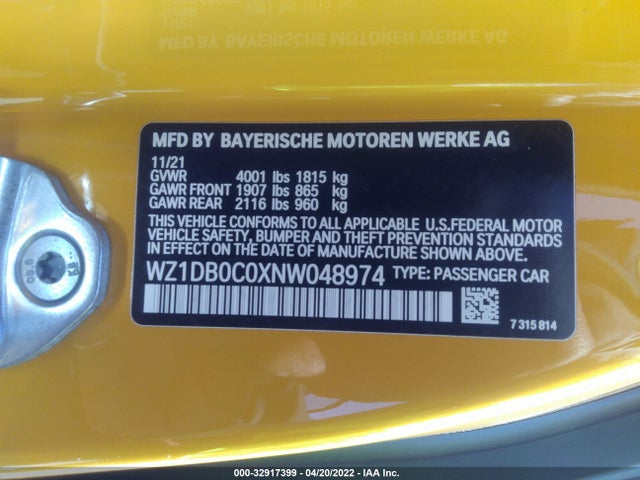 2022 Toyota Supra, VIN: WZ1DB0C0XNW048974
