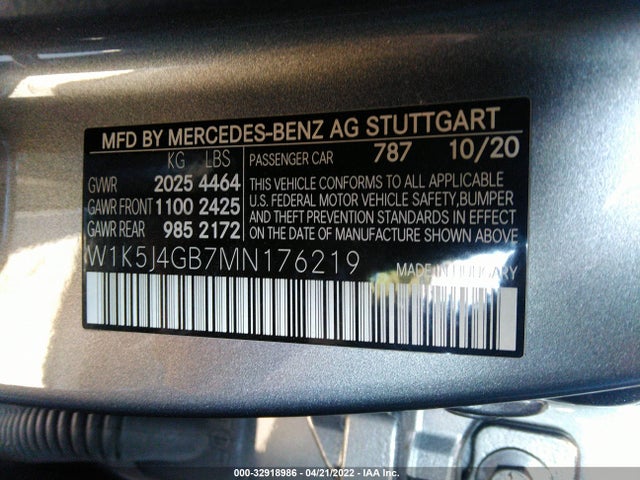 2021 Mercedes-Benz CLA-Class, VIN: W1K5J4GB7MN176219
