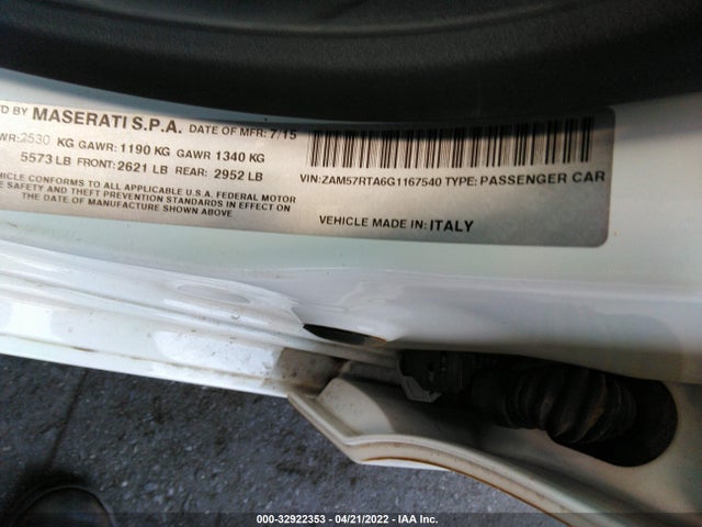 2016 Maserati Ghibli, VIN: ZAM57RTA6G1167540