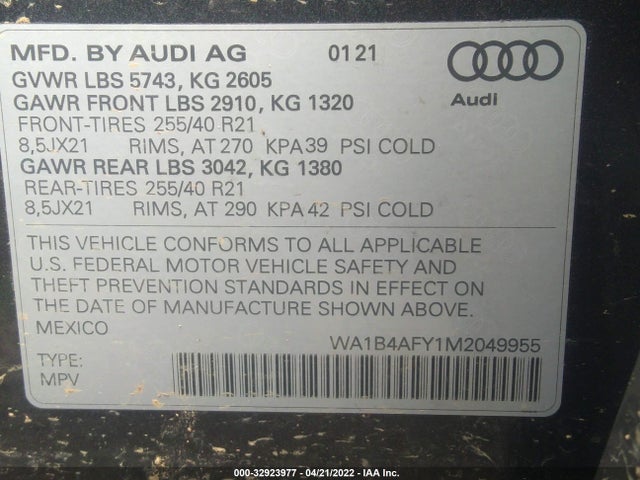 2021 Audi SQ5, VIN: WA1B4AFY1M2049955